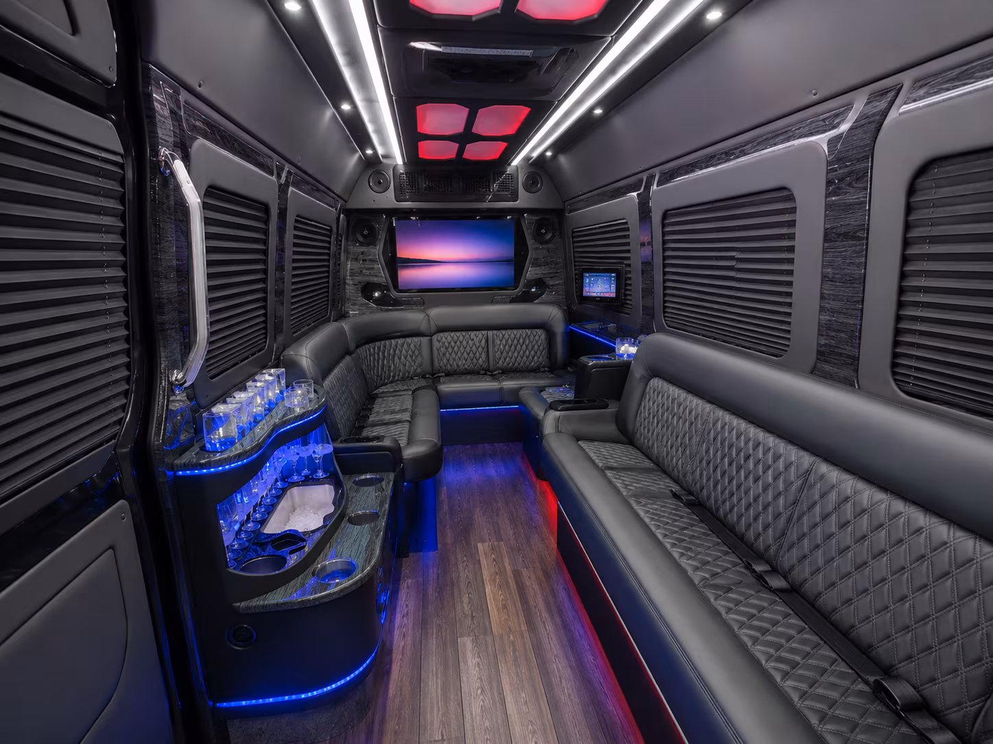 eastvale 50 passenger party bus inside